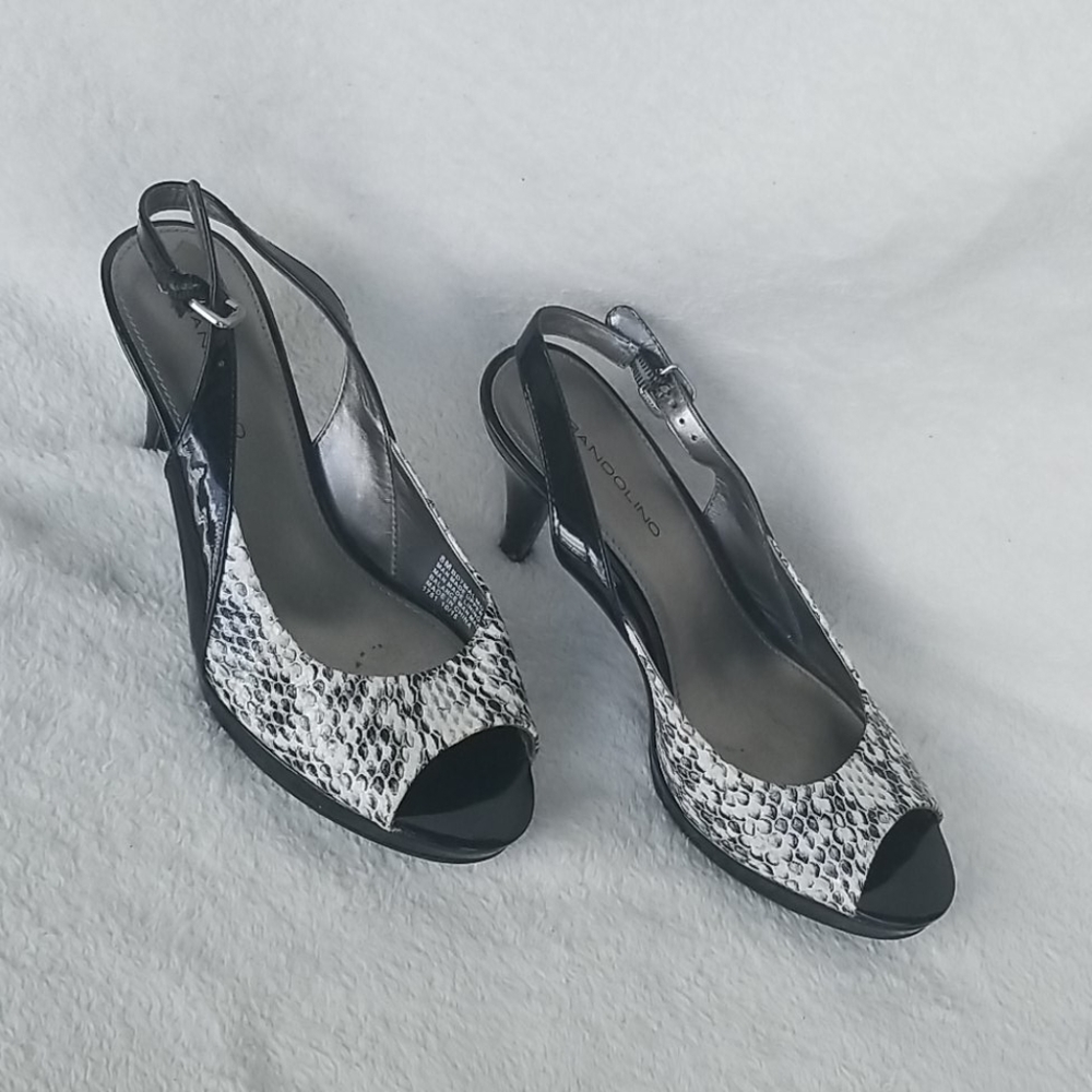 Bandolino black and white snakeskin look heels